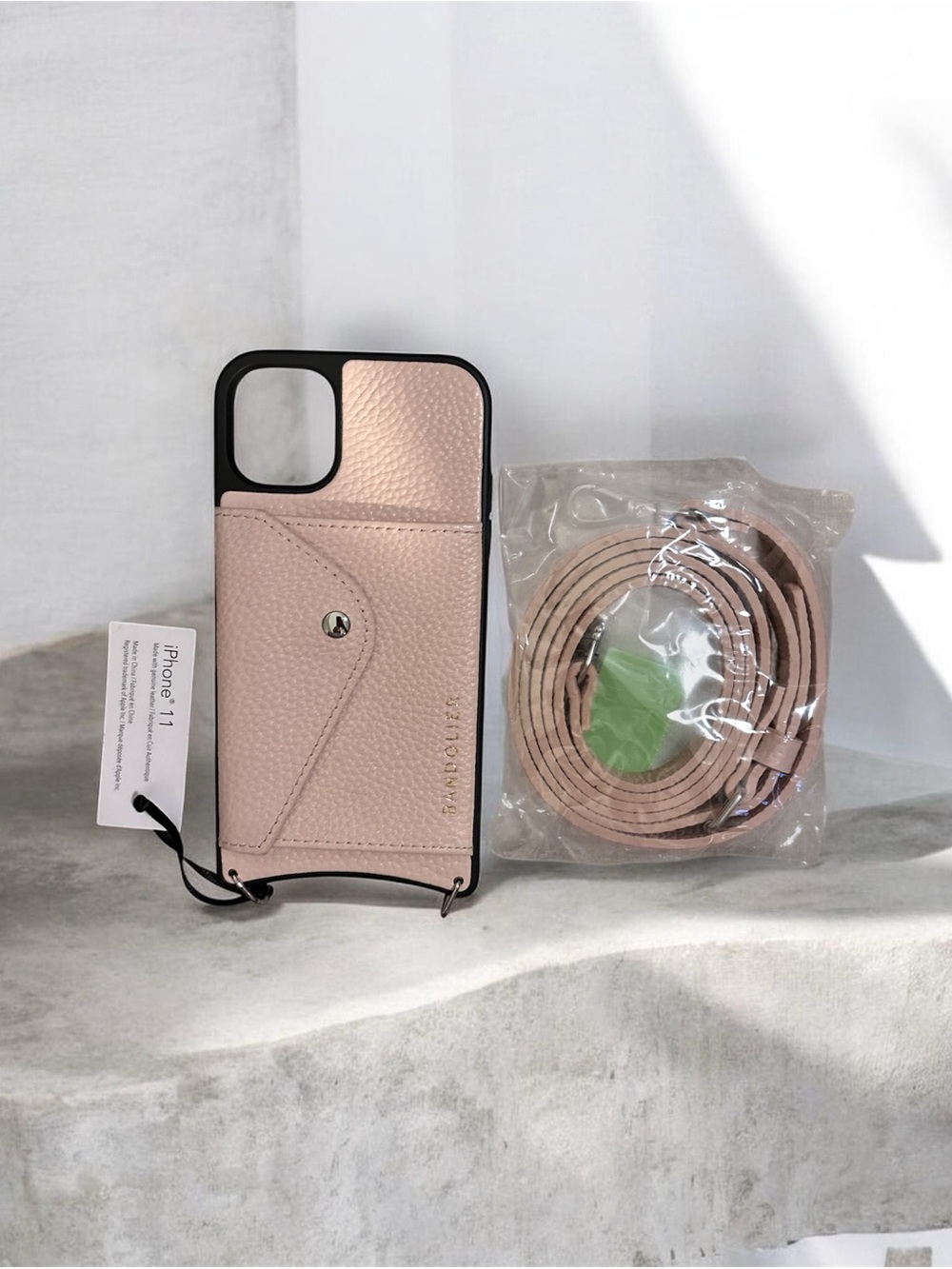 Bandolier iphone 11 Wallet Case with Strap- Pink. NWT.